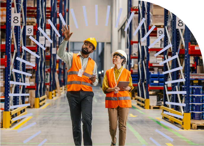 TCT consultants on a warehouse floor